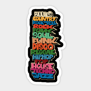 Soul, Funk, Disco, House and other Music Styles.  - Super stylish funky Design! Sticker